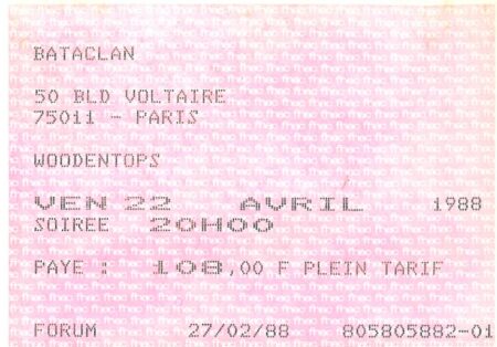 Billet Woodentops Bataclan 1988