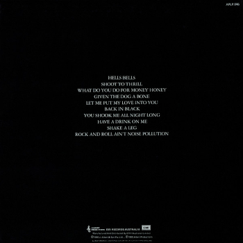 Back In Black back cover